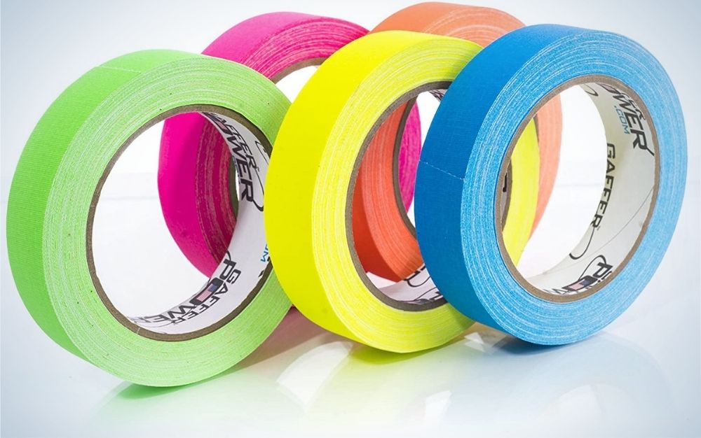 五种不同颜色的圆形胶粘剂，如橙、紫、蓝、黄、绿。