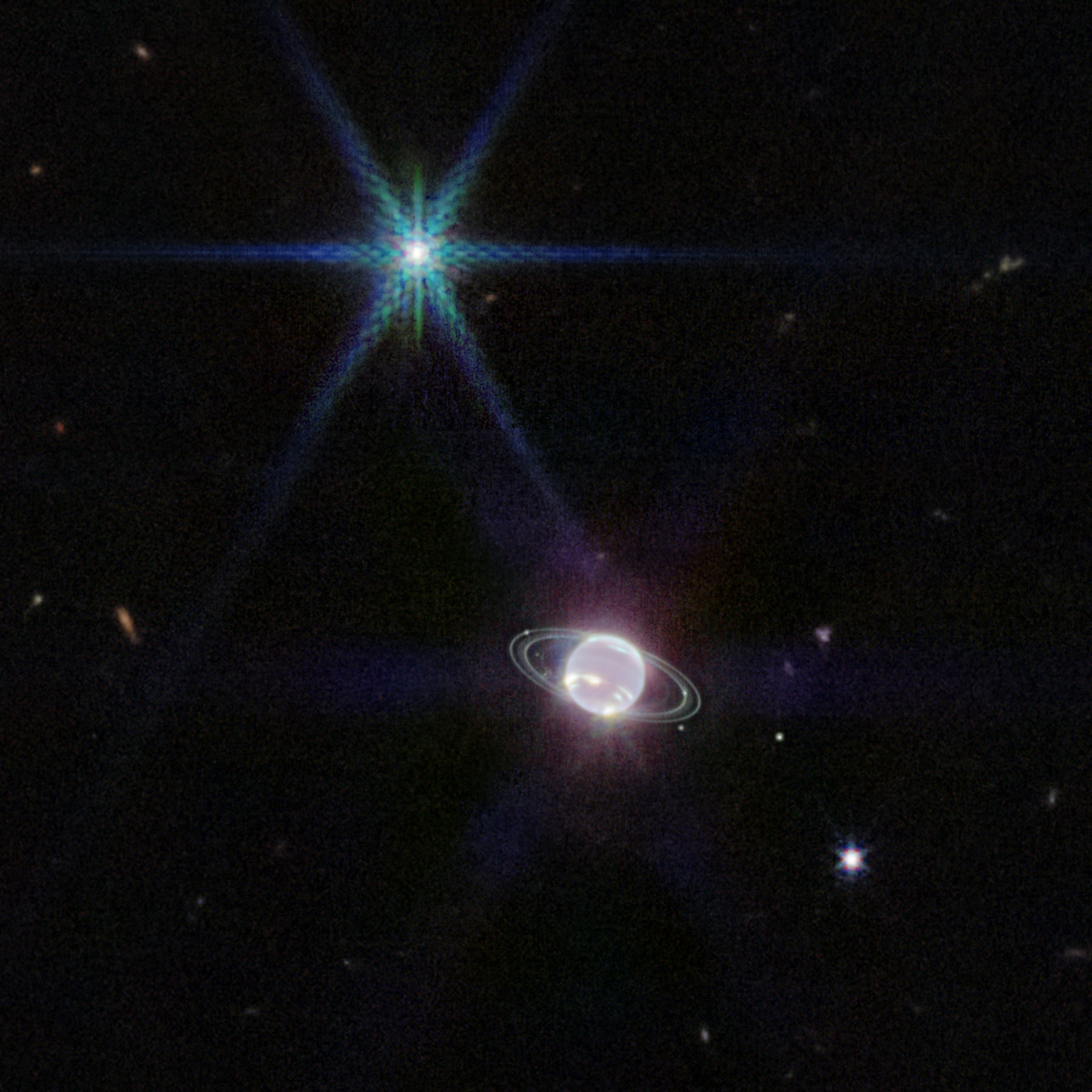 海王星的光环被恒星包围