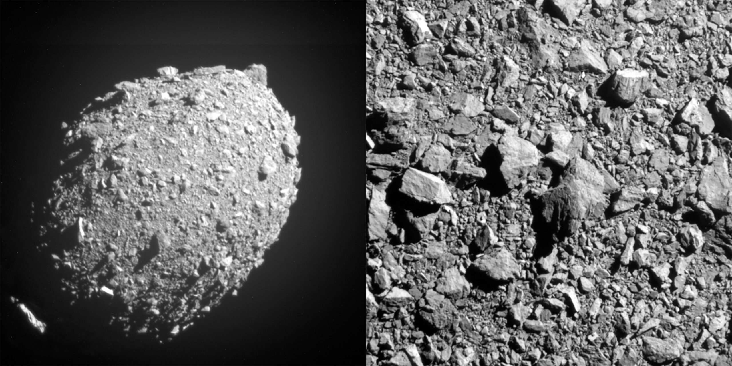 美国国家航空航天局DART飞船撞击小行星的最终图像。